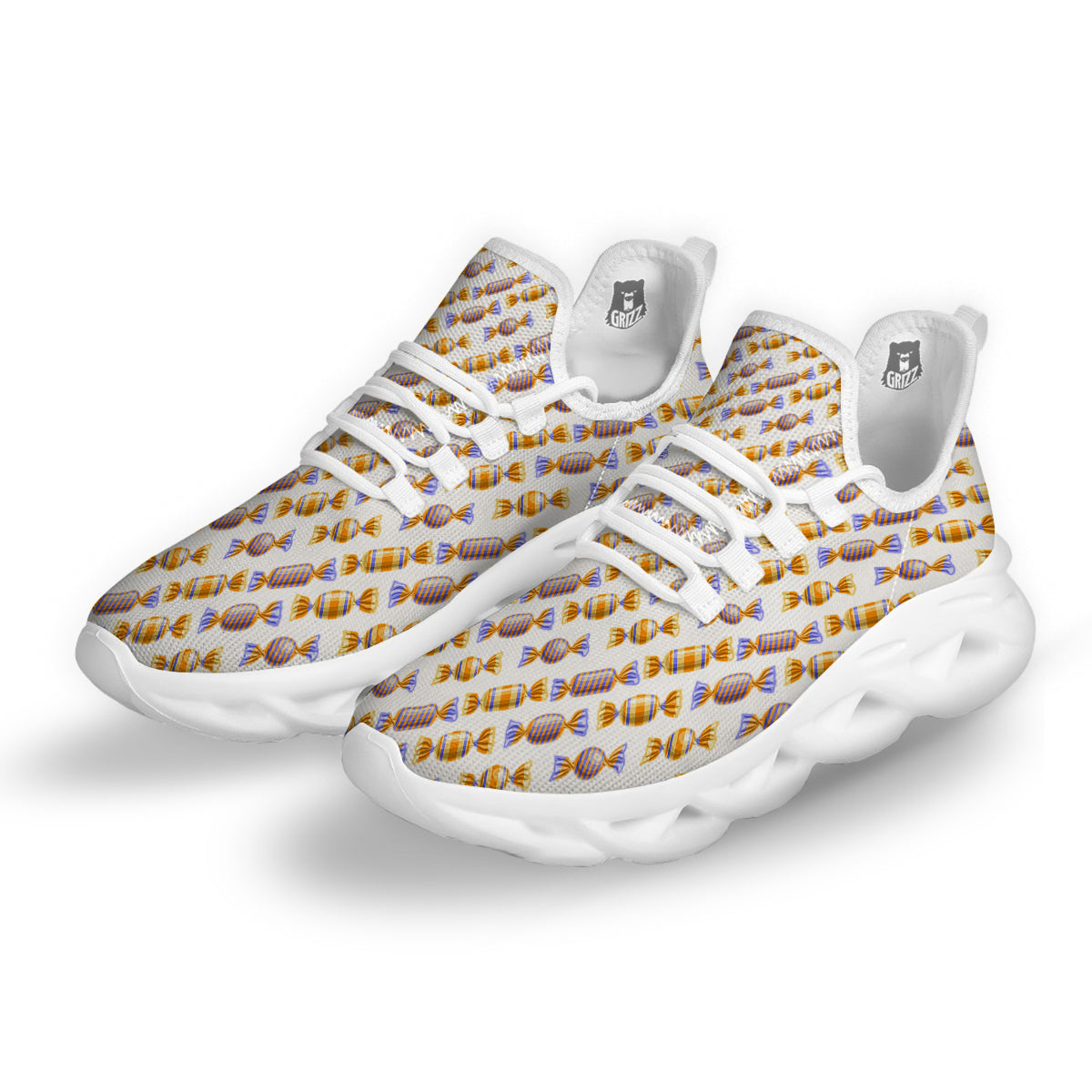 Gummy Yummy Print Pattern White Running Shoes-grizzshop