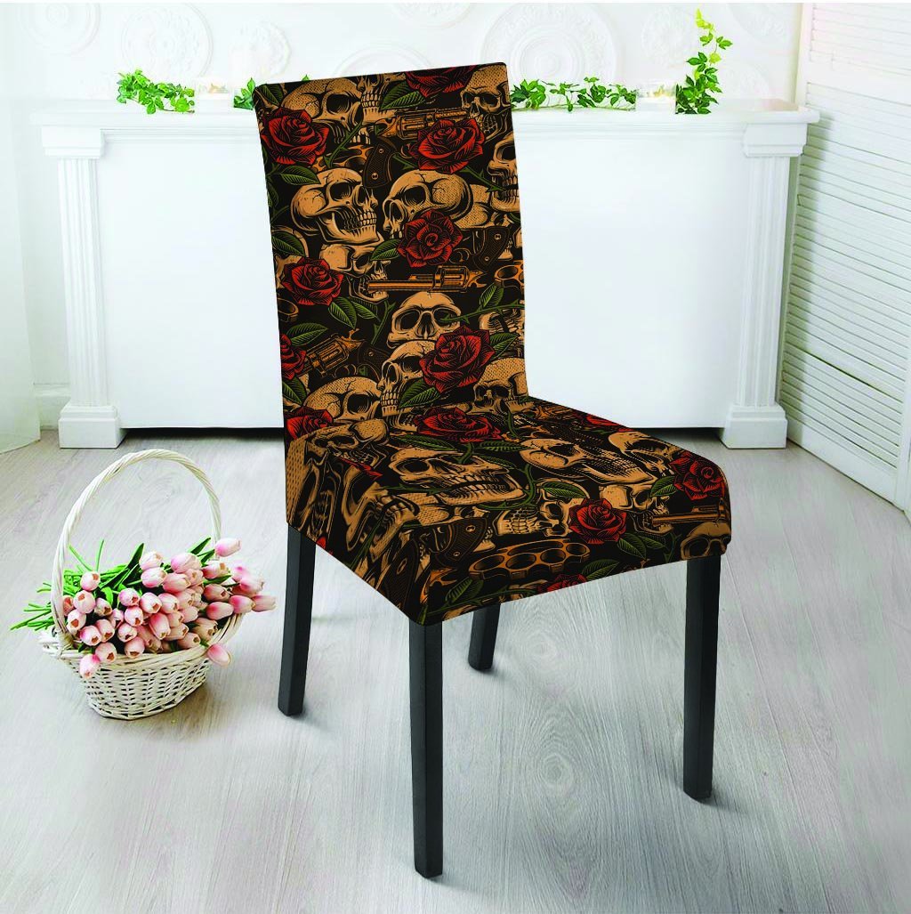Gun Rose Skull Chair Cover-grizzshop