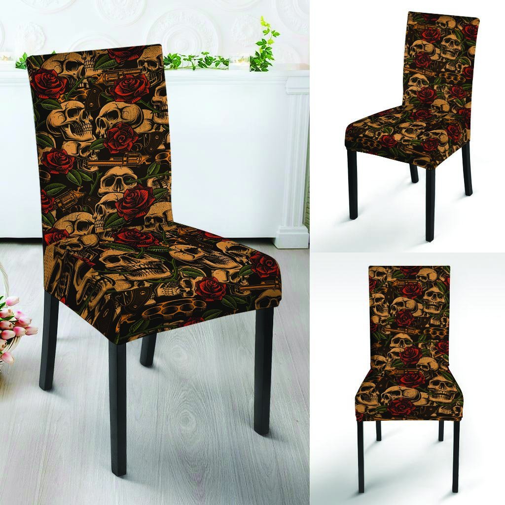 Gun Rose Skull Chair Cover-grizzshop