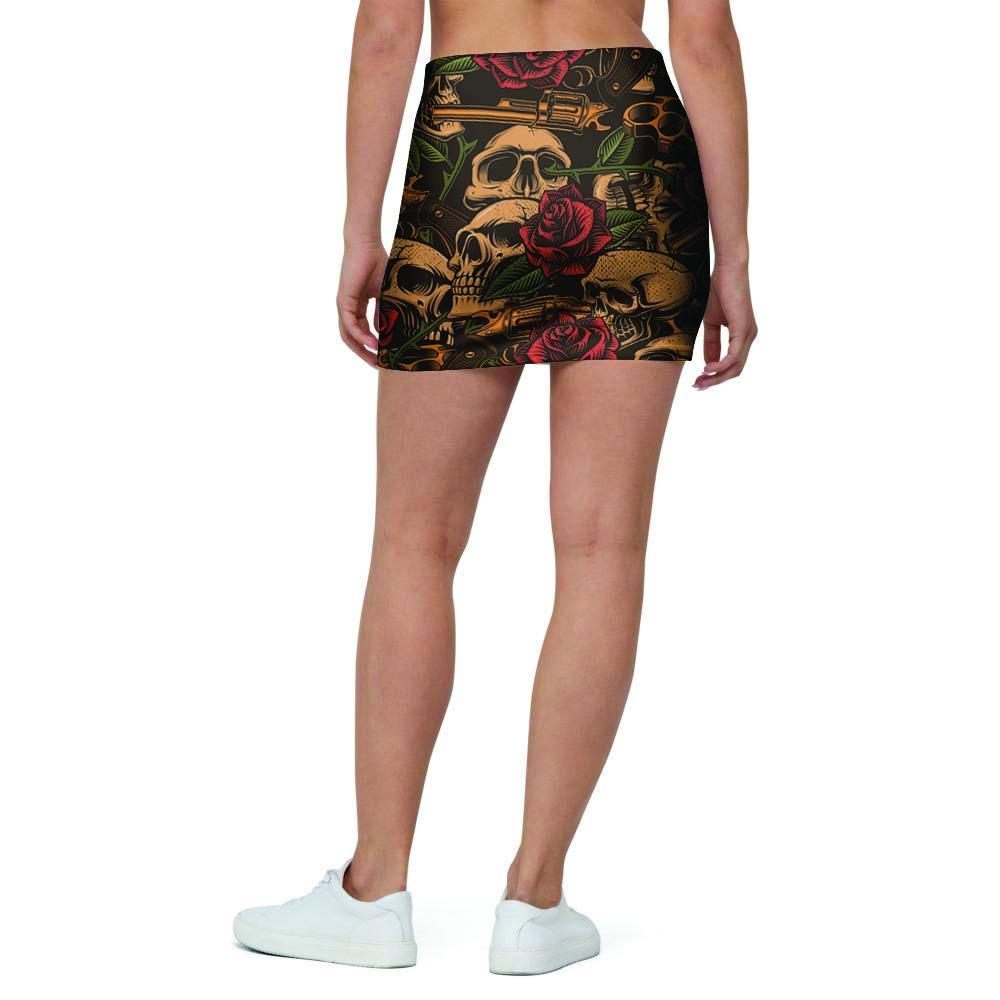 Gun Rose Skull Mini Skirt-grizzshop