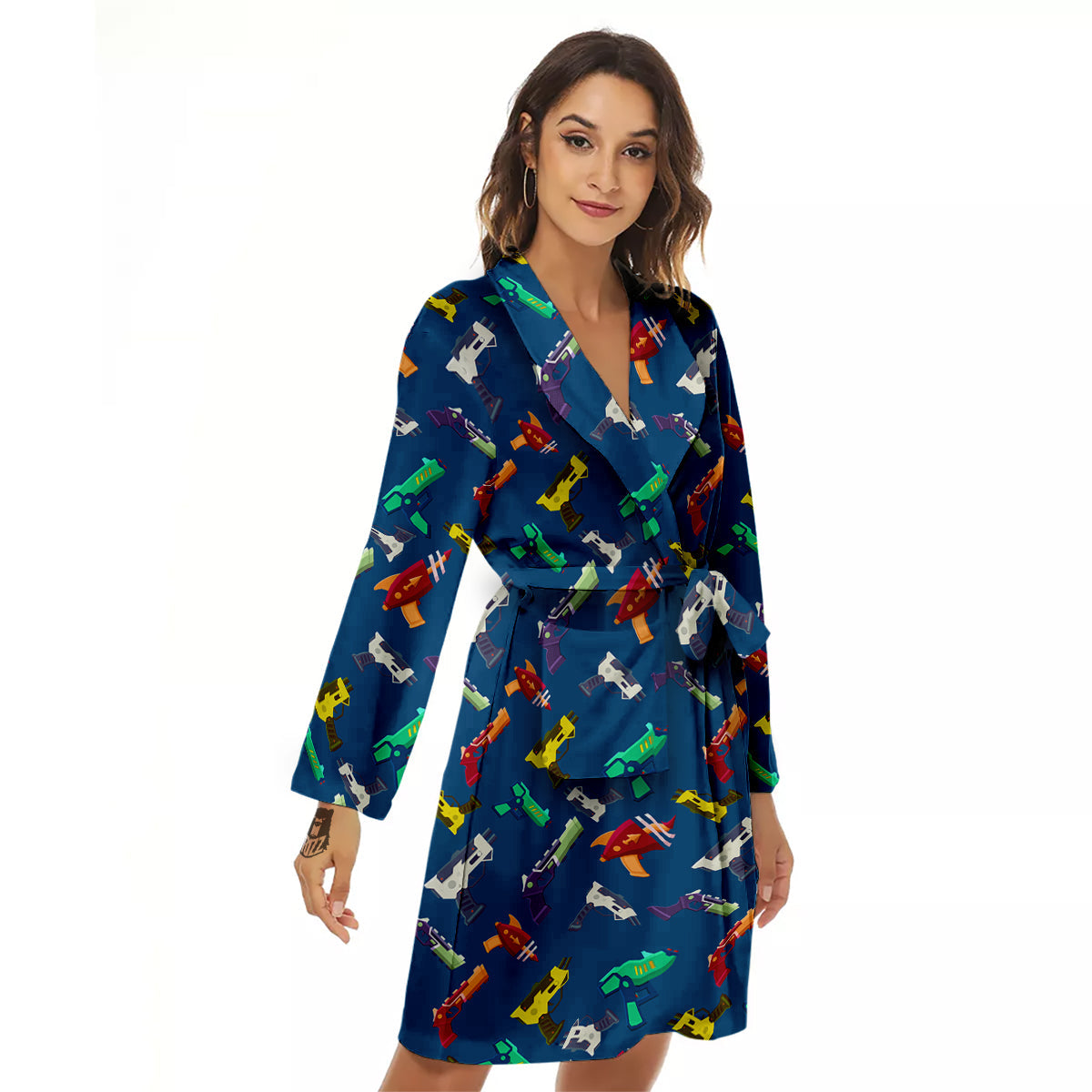 Guns Game Colorful Print Pattern Women's Robe-grizzshop
