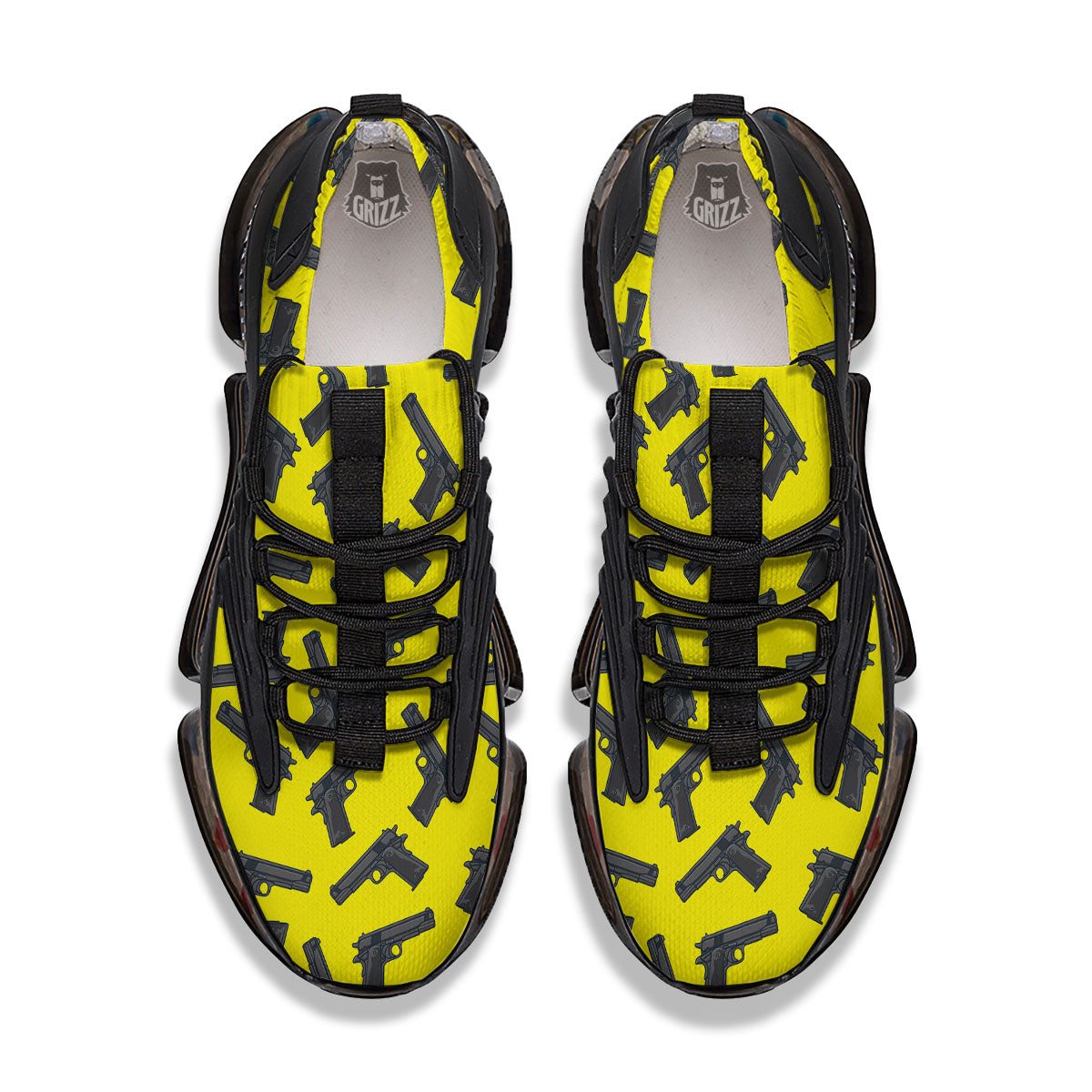 Guns Military Print Pattern Black Gym Shoes-grizzshop