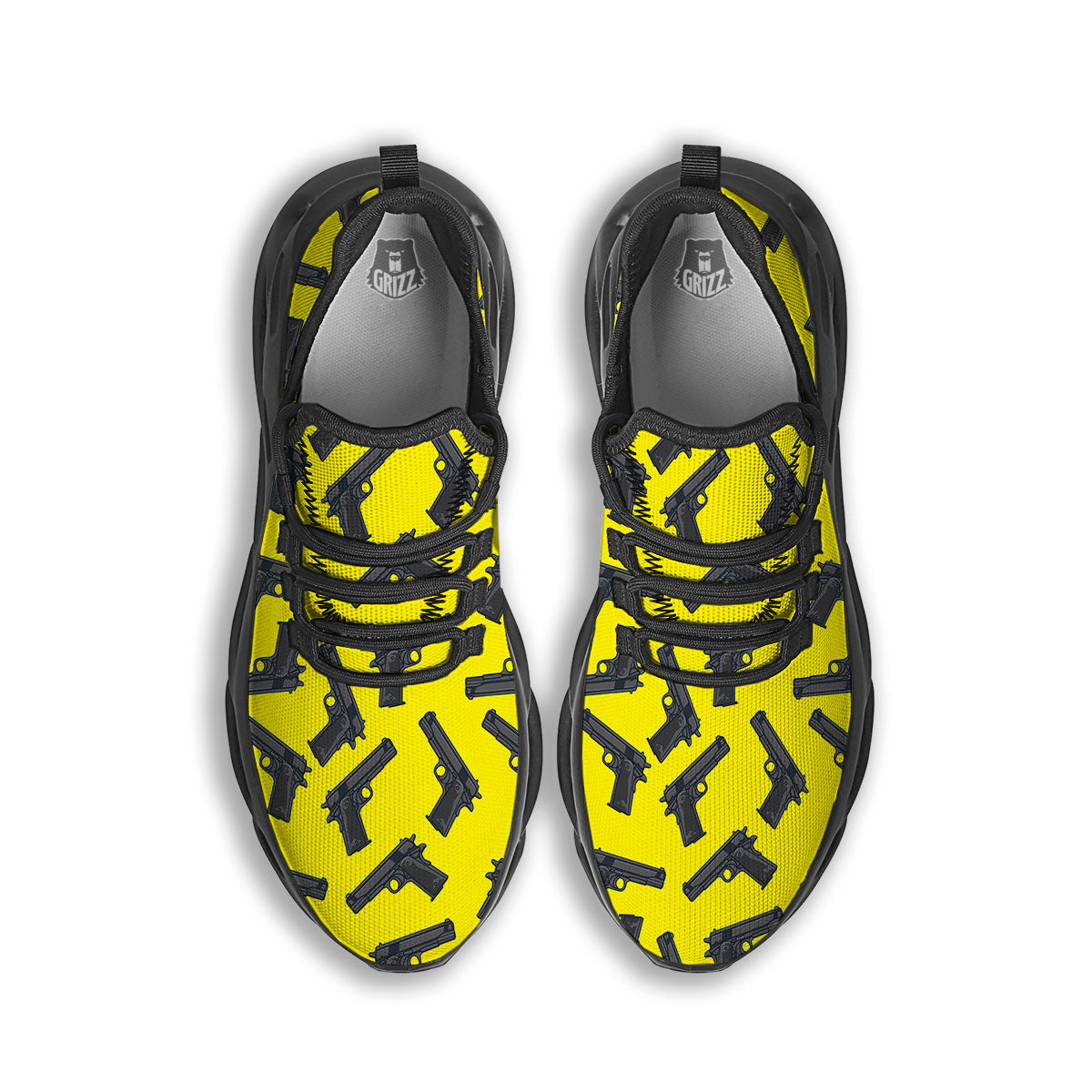 Guns Military Print Pattern Black Running Shoes-grizzshop