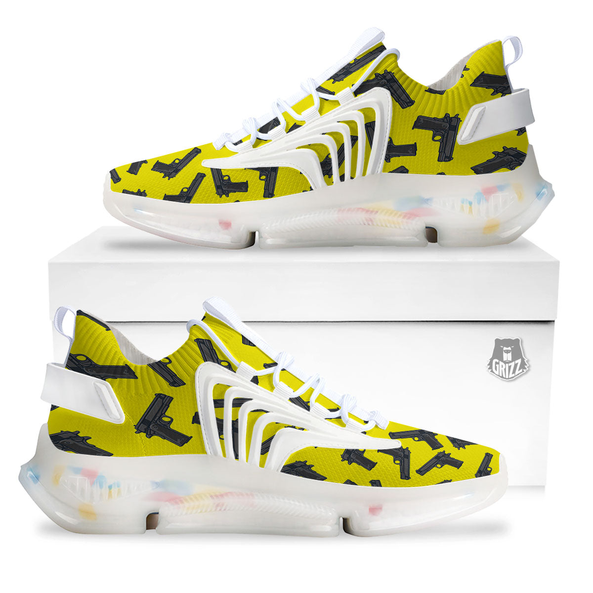 Guns Military Print Pattern White Gym Shoes-grizzshop