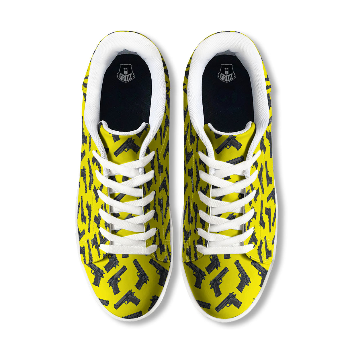 Guns Military Print Pattern White Low Top Sneakers-grizzshop