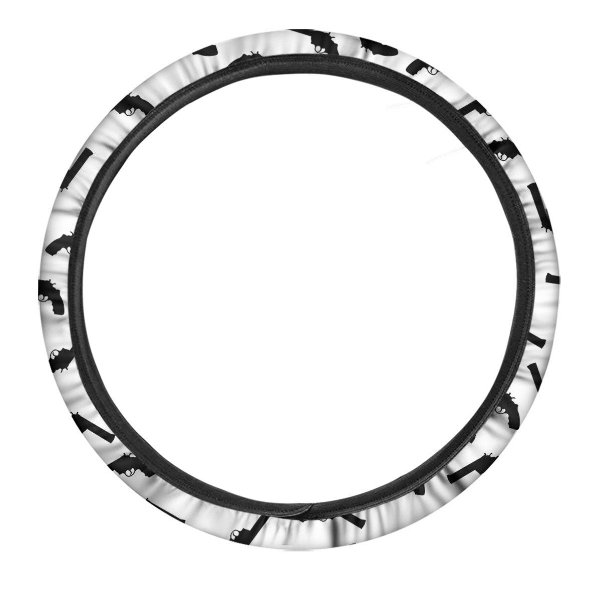 Guns White And Black Print Pattern Car Steering Wheel Cover-grizzshop