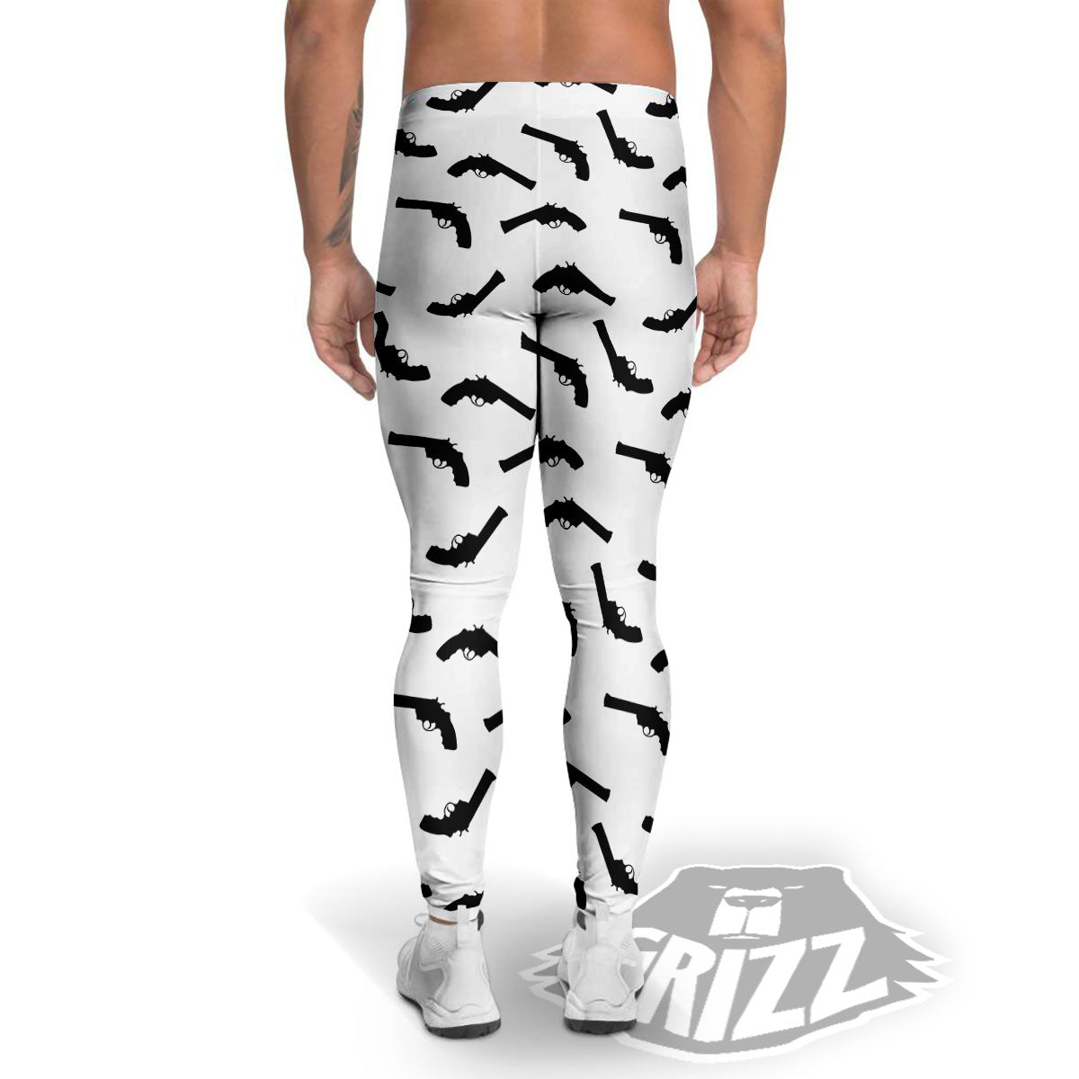Guns White And Black Print Pattern Men's Leggings-grizzshop