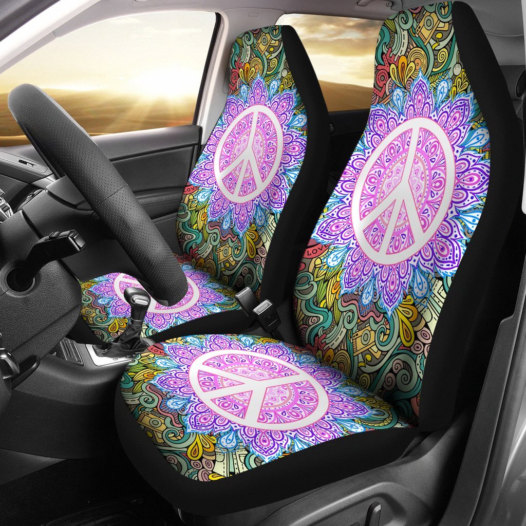 HIPPIE PEACE SIGN CAR SEAT COVER UNIVERSAL FIT-grizzshop