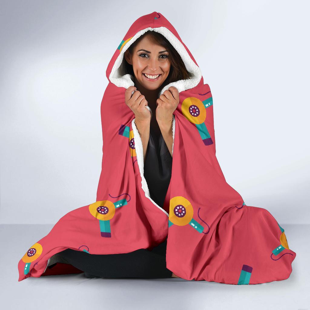 Hair Stylist Pattern Print Hooded Blanket-grizzshop