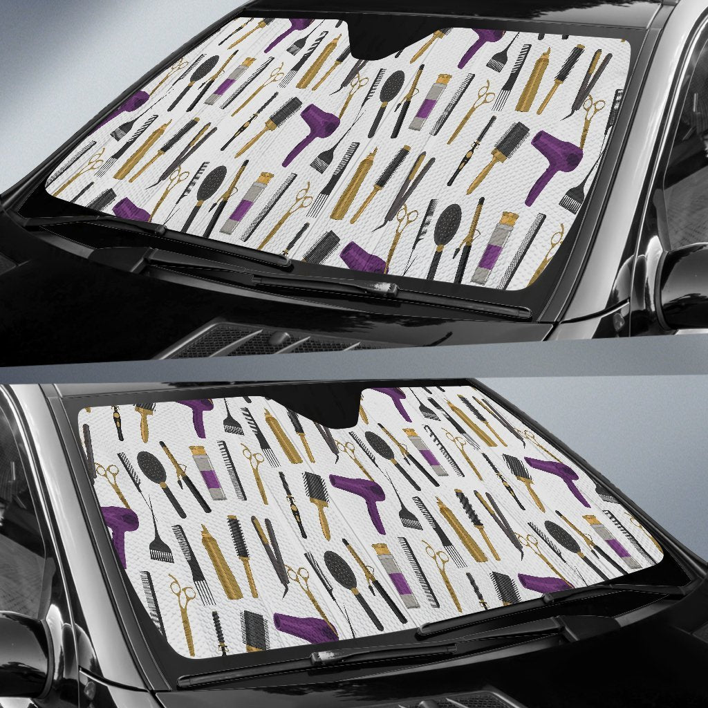 Hair Stylist Print Pattern Car Sun Shade-grizzshop