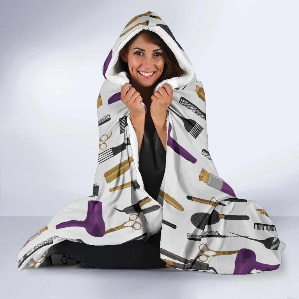 Hair Stylist Print Pattern Hooded Blanket-grizzshop