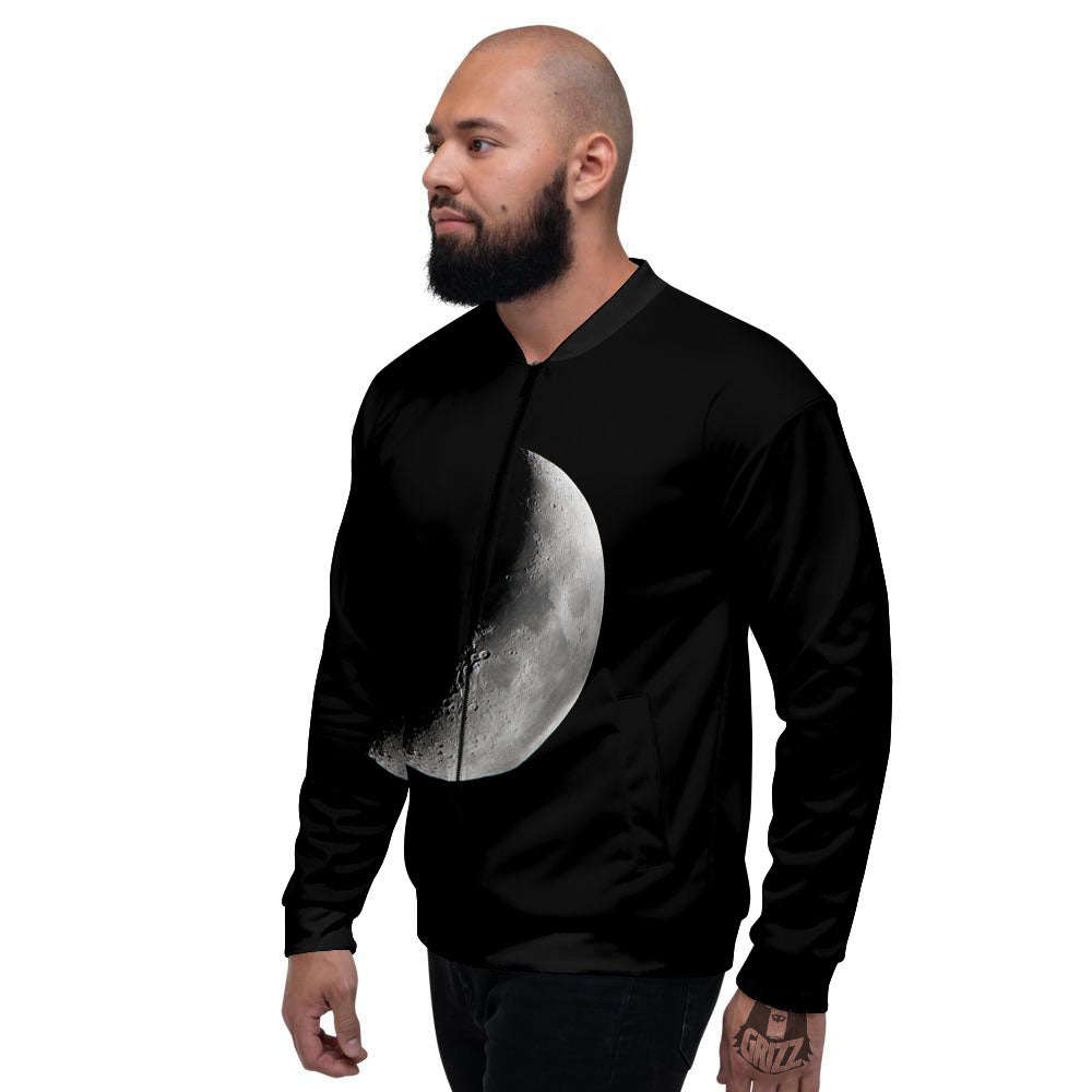 Half Moon Print Men's Bomber Jacket-grizzshop