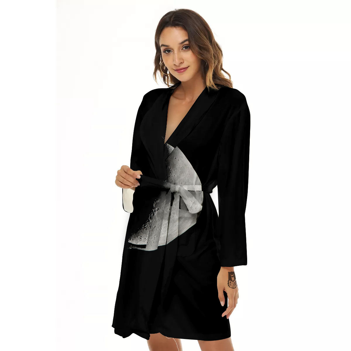 Half Moon Print Women's Robe-grizzshop