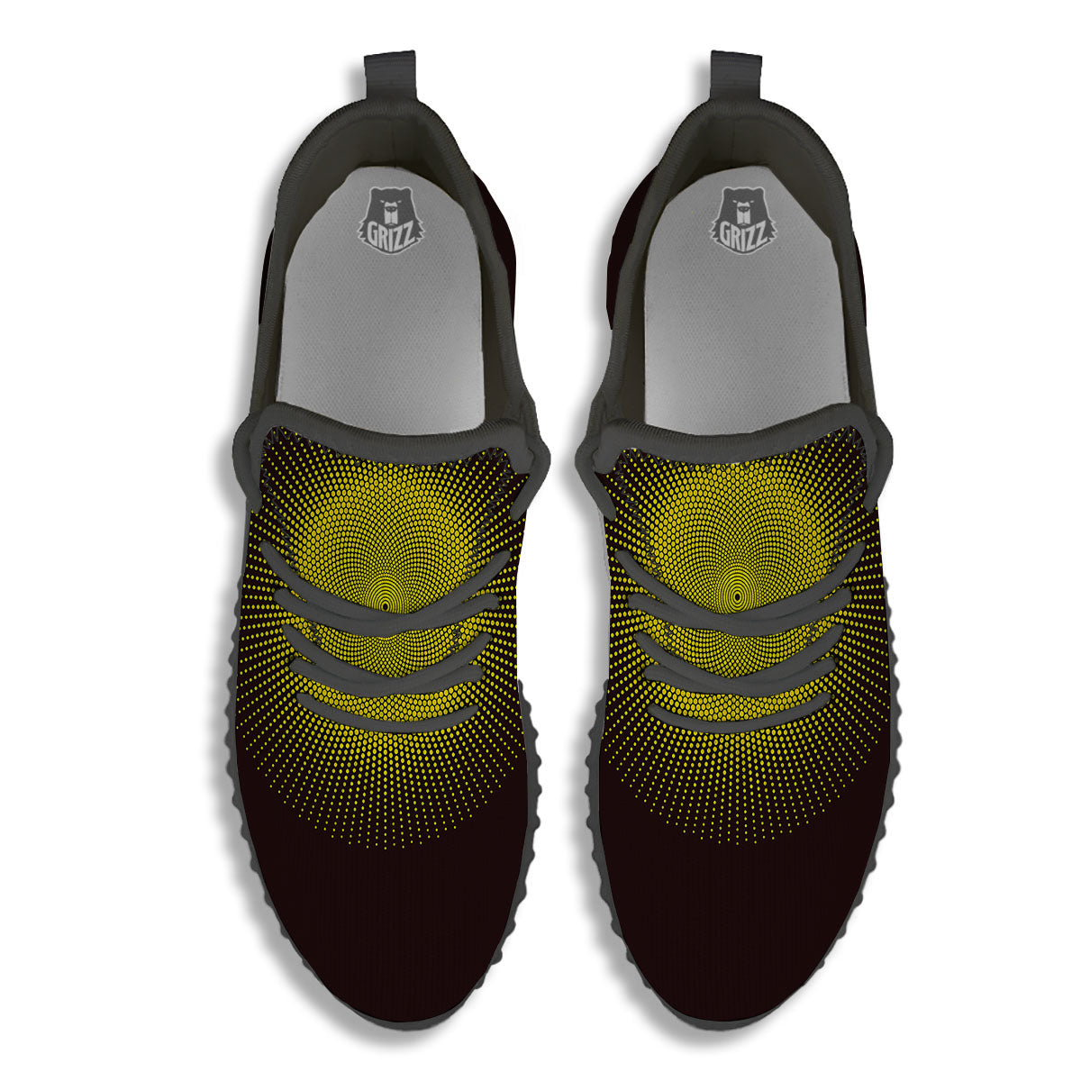 Halftone Sun Dot Print Black Walking Shoes-grizzshop