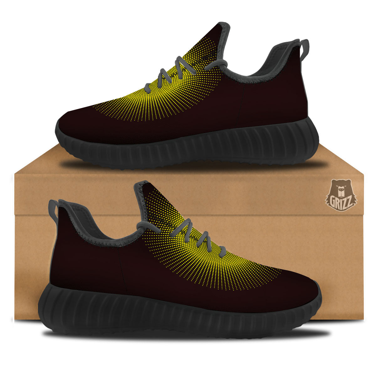 Halftone Sun Dot Print Black Walking Shoes-grizzshop