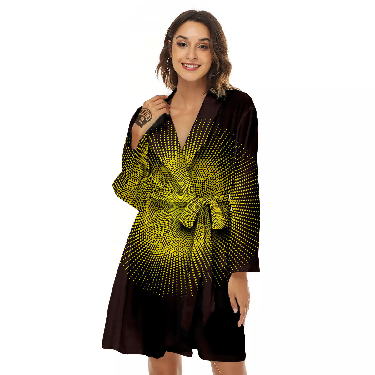 Halftone Sun Dot Print Women's Robe-grizzshop