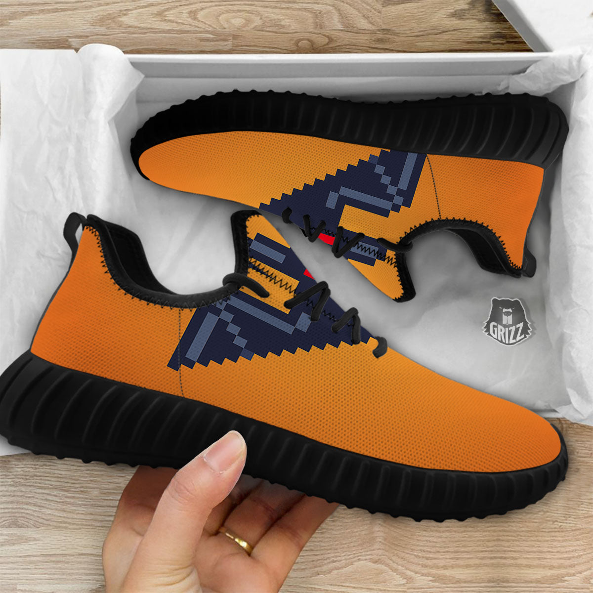 Halloween Bat 8-Bit Pixel Print Black Walking Shoes-grizzshop