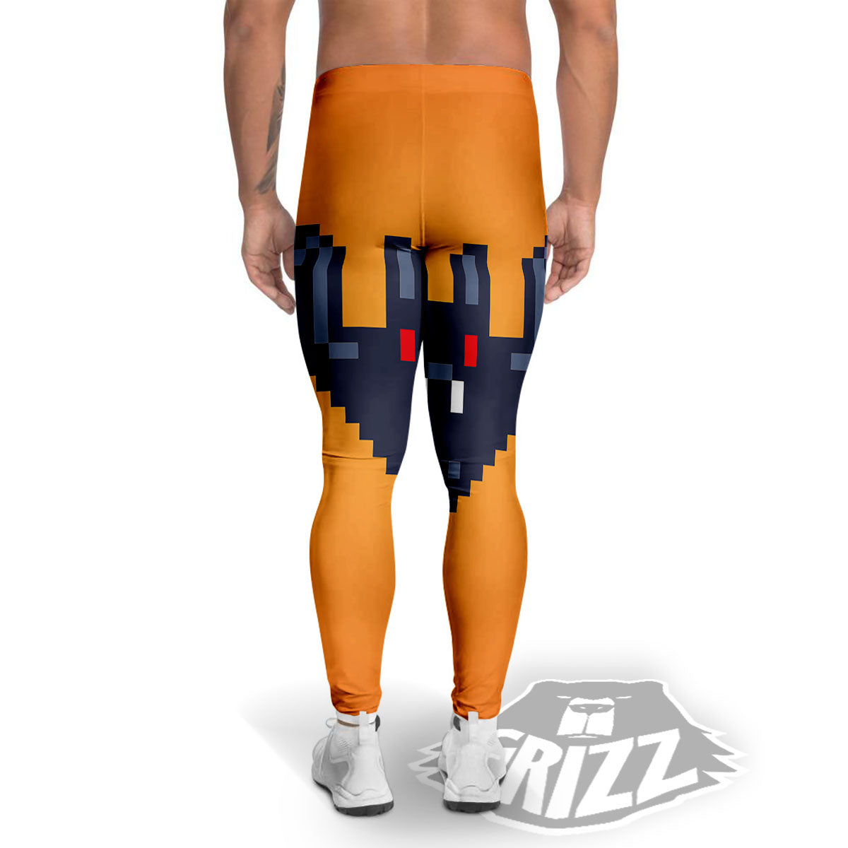 Halloween Bat 8-Bit Pixel Print Men's Leggings-grizzshop