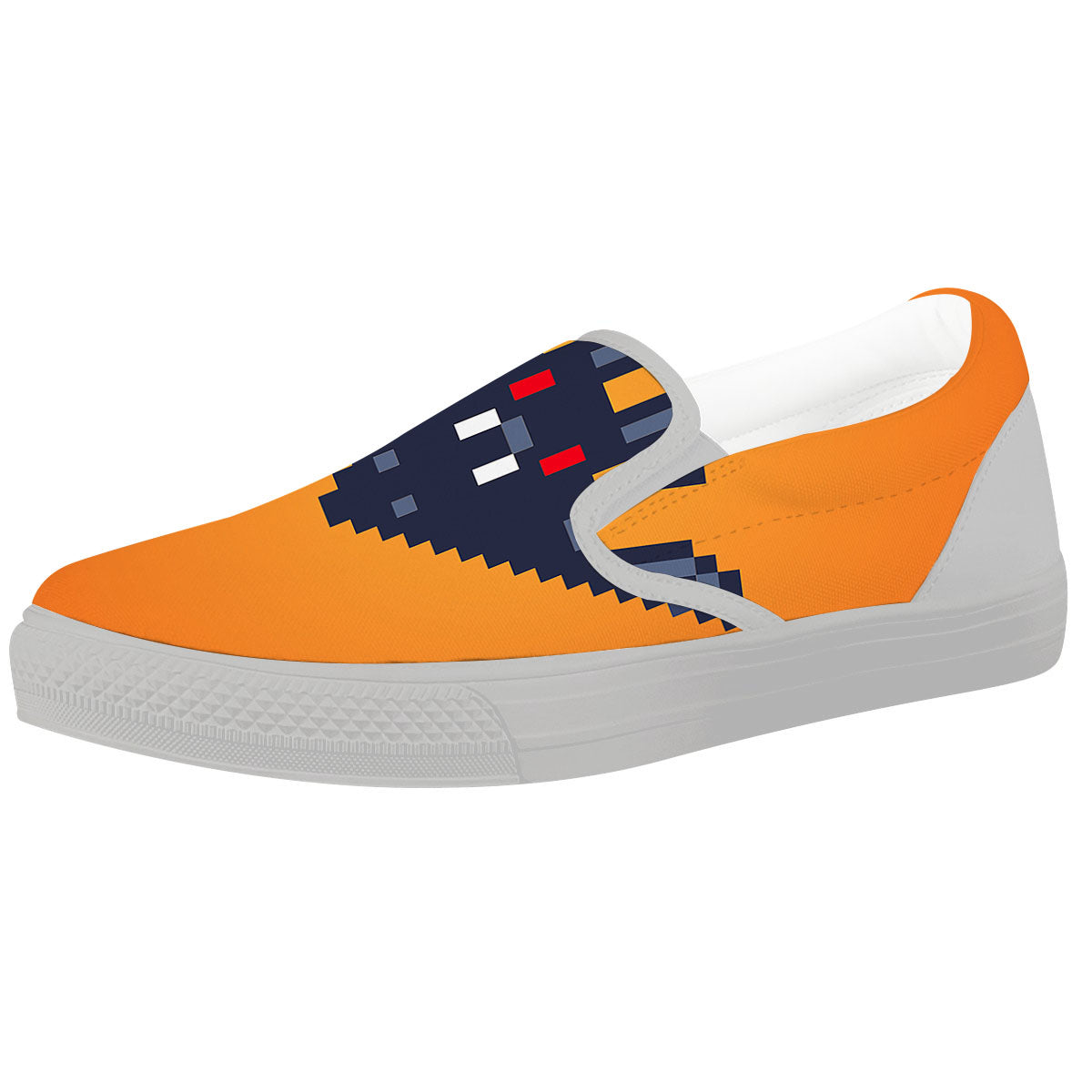 Halloween Bat 8-Bit Pixel Print White Slip On Shoes-grizzshop