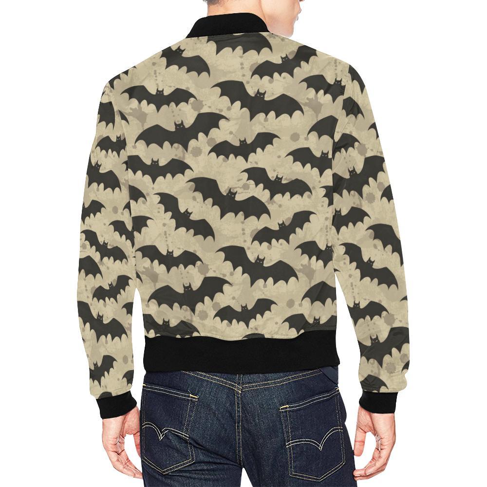 Halloween Bat Pattern Print Men's Bomber Jacket-grizzshop