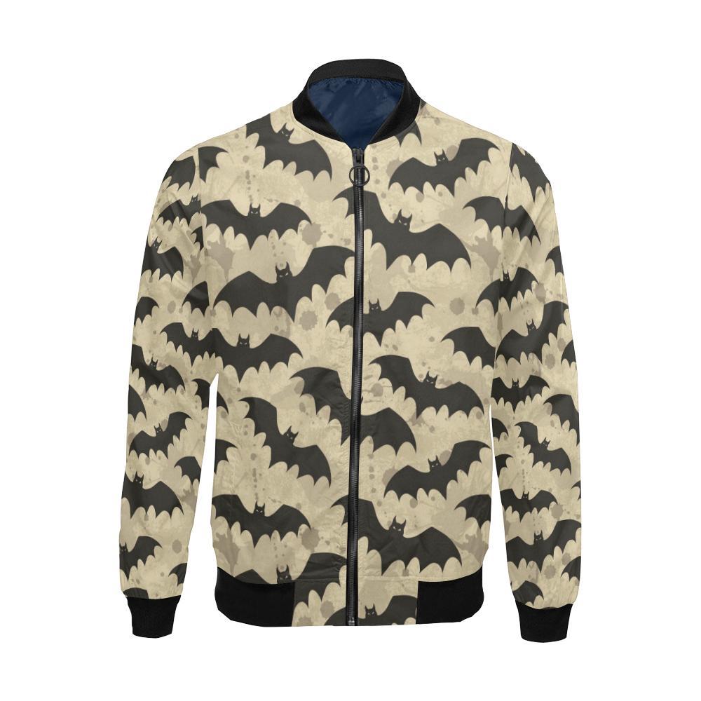 Halloween Bat Pattern Print Men's Bomber Jacket-grizzshop