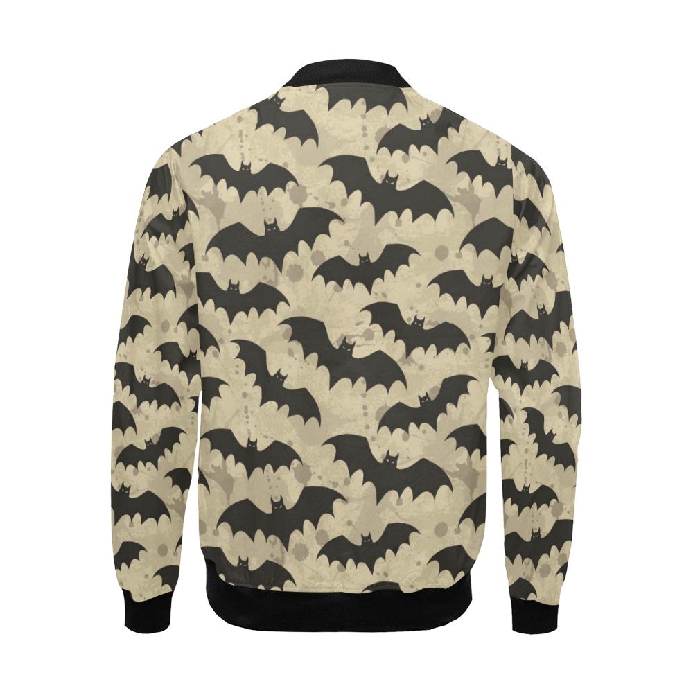 Halloween Bat Pattern Print Men's Bomber Jacket-grizzshop