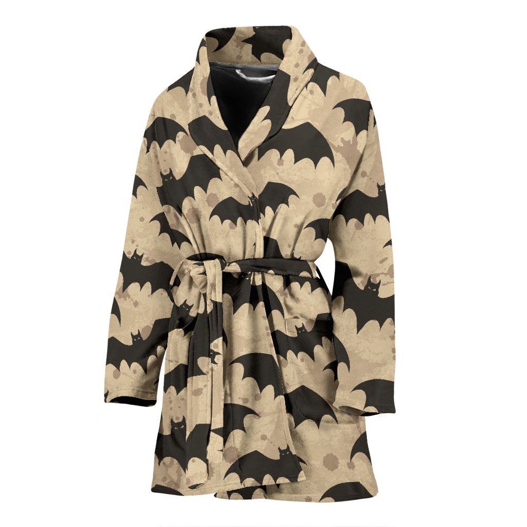Halloween Bat Pattern Print Women Long Robe-grizzshop