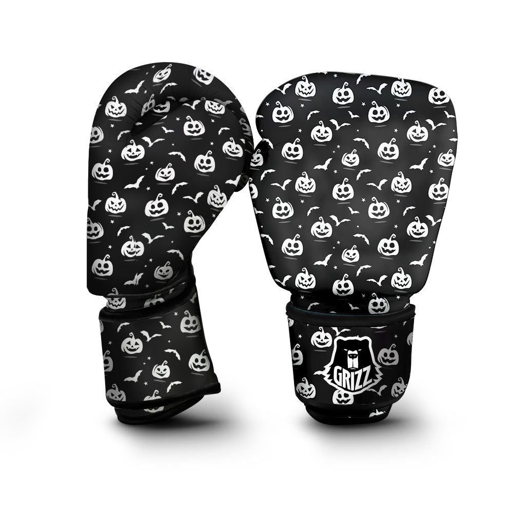 Halloween Bat White And Black Print Boxing Gloves-grizzshop