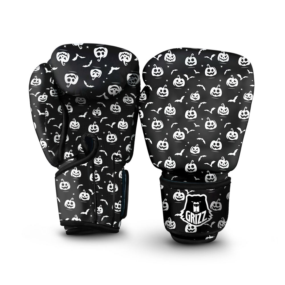 Halloween Bat White And Black Print Boxing Gloves-grizzshop
