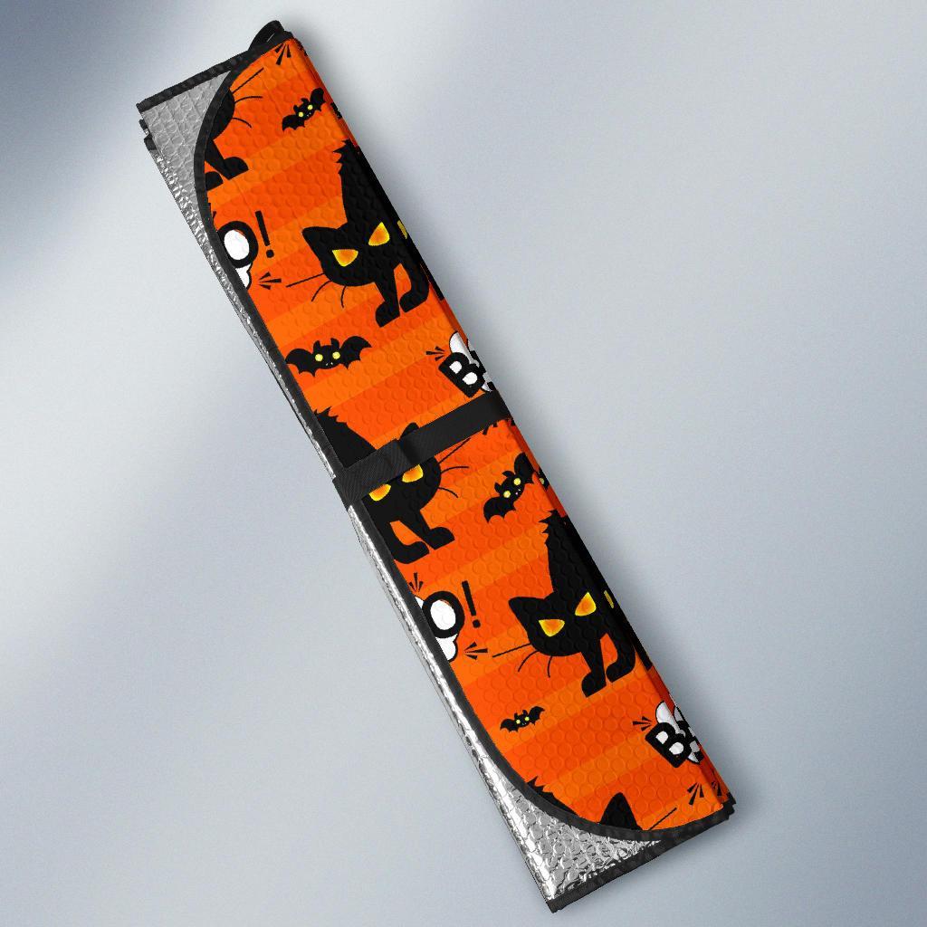 Halloween Black Cat Pattern Print Car Sun Shade-grizzshop