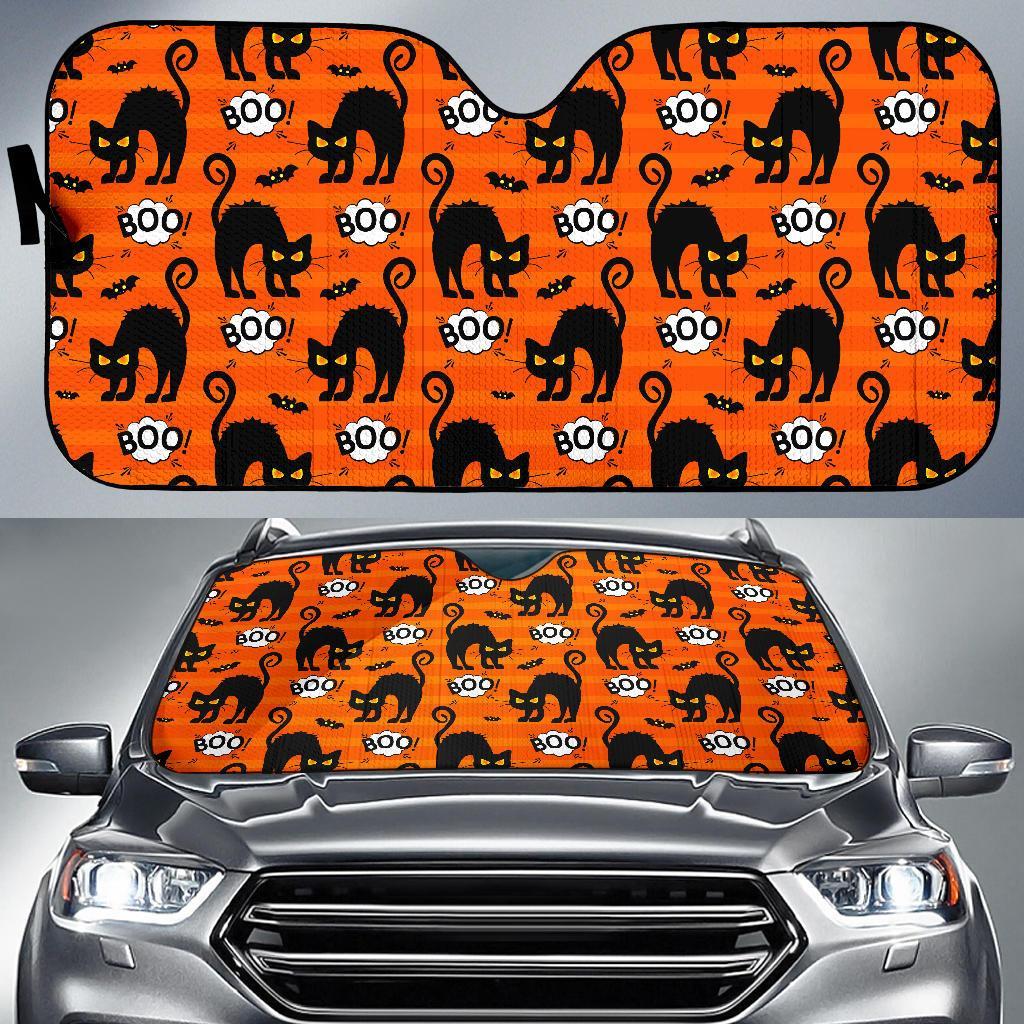 Halloween Black Cat Pattern Print Car Sun Shade-grizzshop