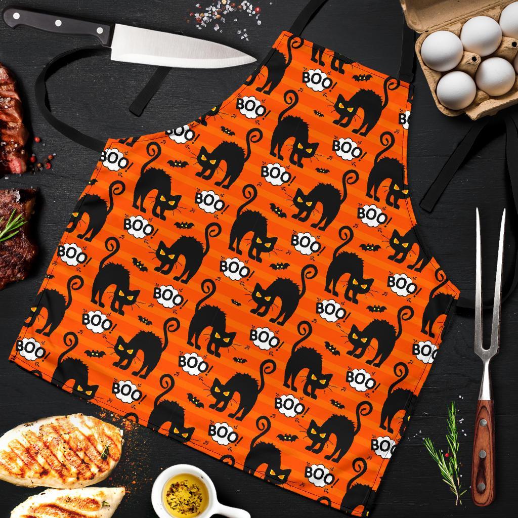 Halloween Black Cat Pattern Print Men's Apron-grizzshop