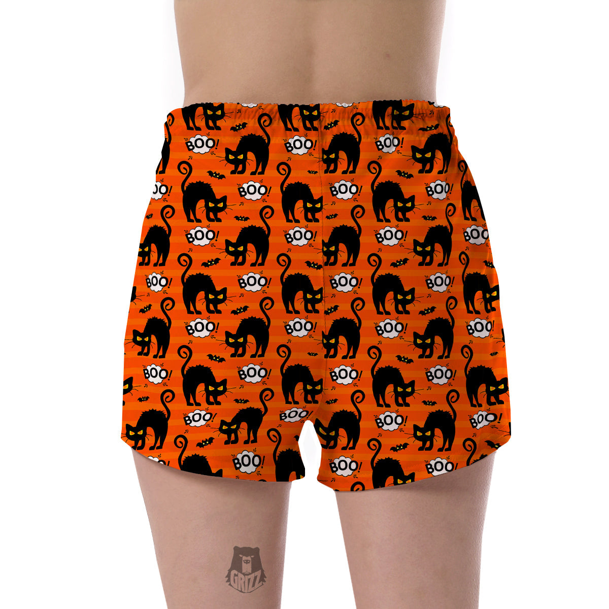 Halloween Black Cat Pattern Print Women's Shorts-grizzshop