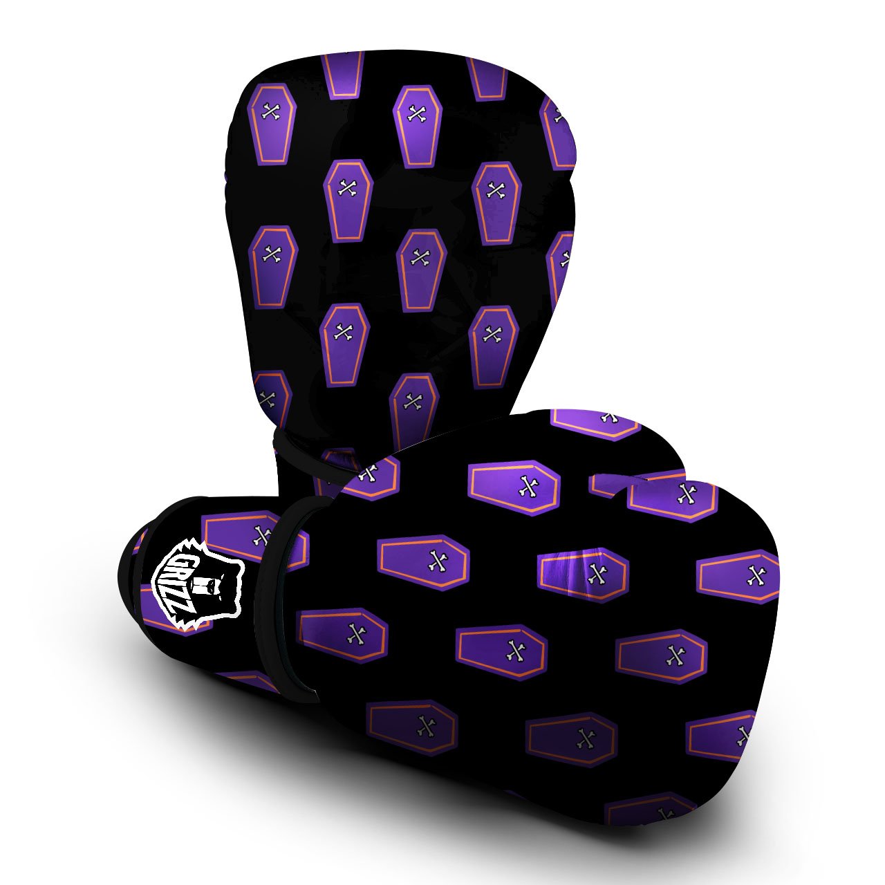 Halloween Coffin Purple Print Pattern Boxing Gloves-grizzshop
