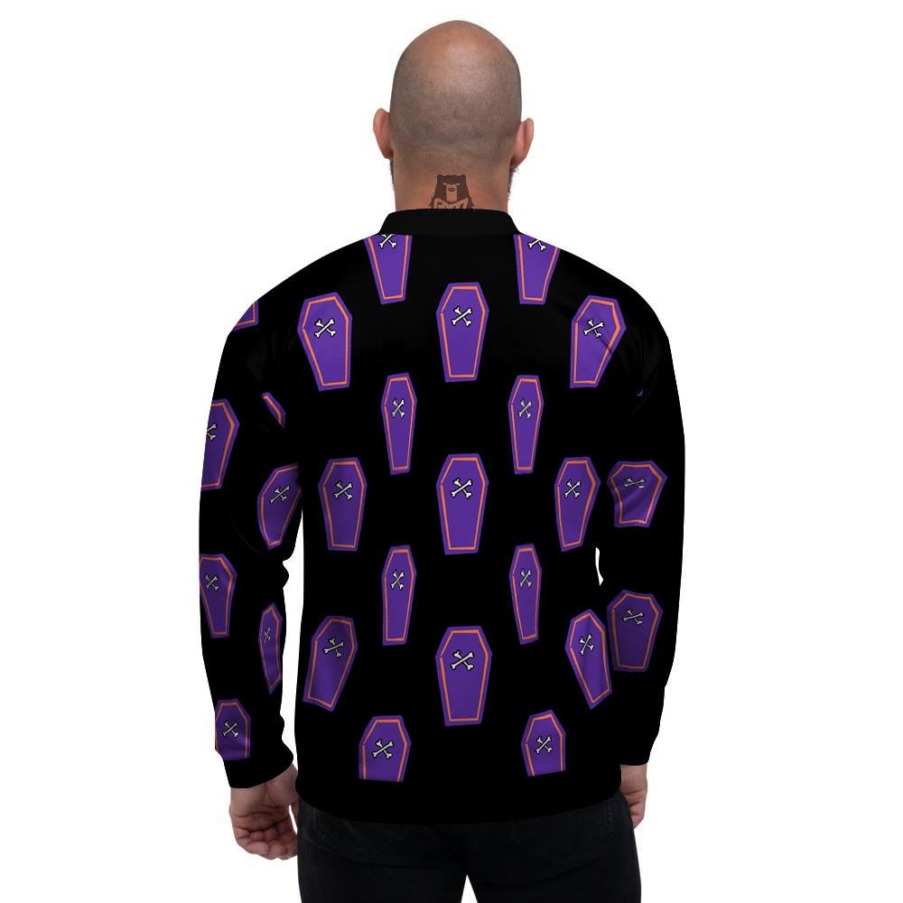 Halloween Coffin Purple Print Pattern Men's Bomber Jacket-grizzshop