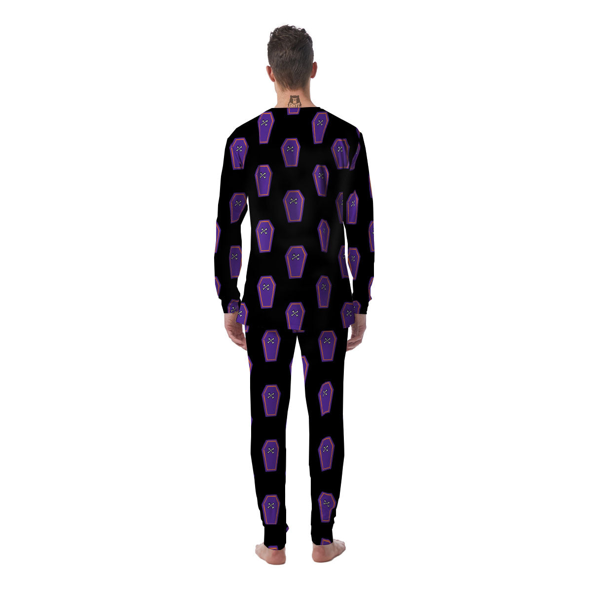 Halloween Coffin Purple Print Pattern Men's Pajamas-grizzshop