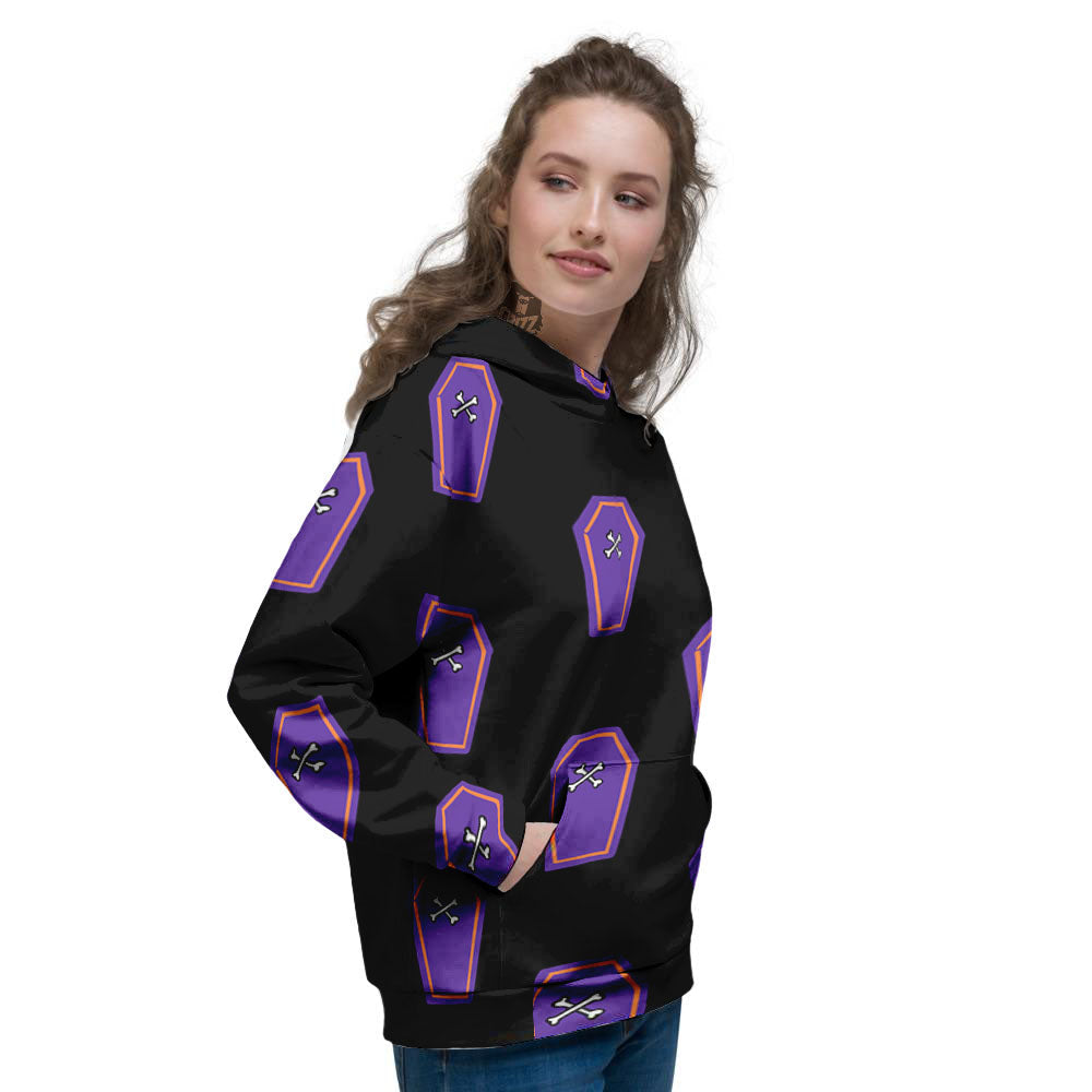Halloween Coffin Purple Print Pattern Women's Hoodie-grizzshop