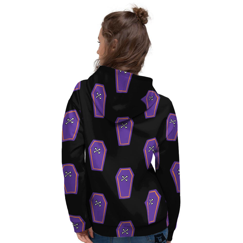 Halloween Coffin Purple Print Pattern Women's Hoodie-grizzshop