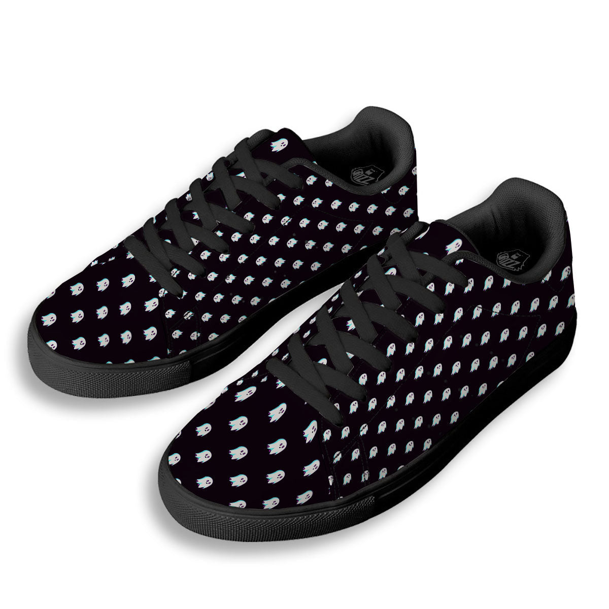 Halloween Ghost Little Print Pattern Black Low Top Sneakers-grizzshop