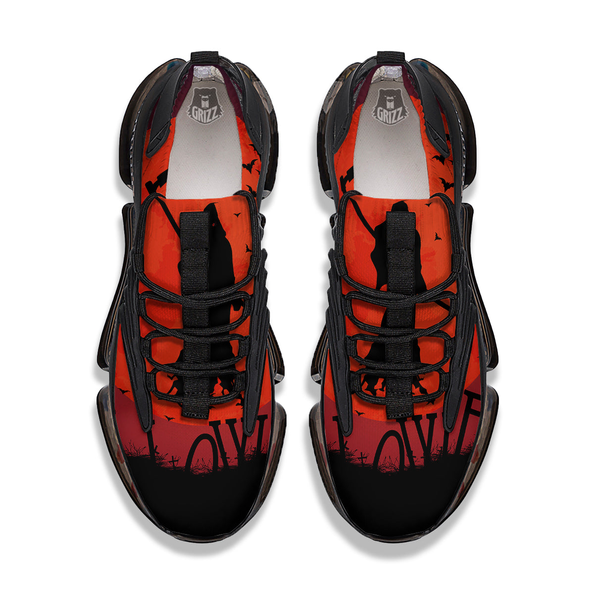 Halloween Grim Reaper Print Black Gym Shoes-grizzshop