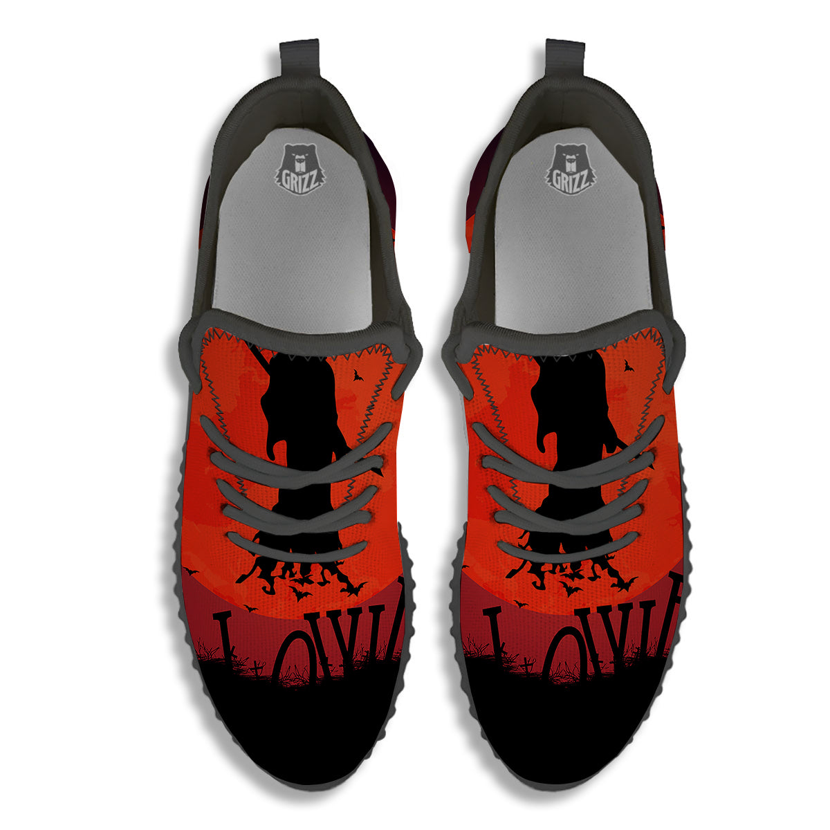 Halloween Grim Reaper Print Black Walking Shoes-grizzshop