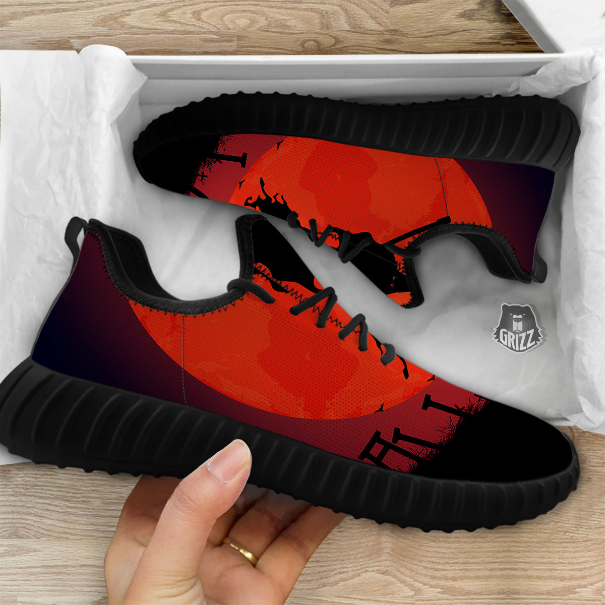 Halloween Grim Reaper Print Black Walking Shoes-grizzshop
