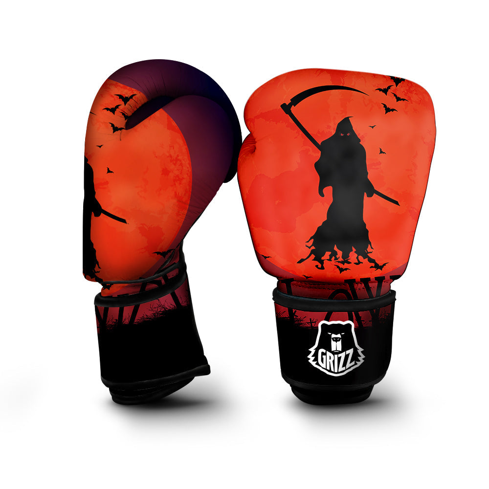 Halloween Grim Reaper Print Boxing Gloves-grizzshop