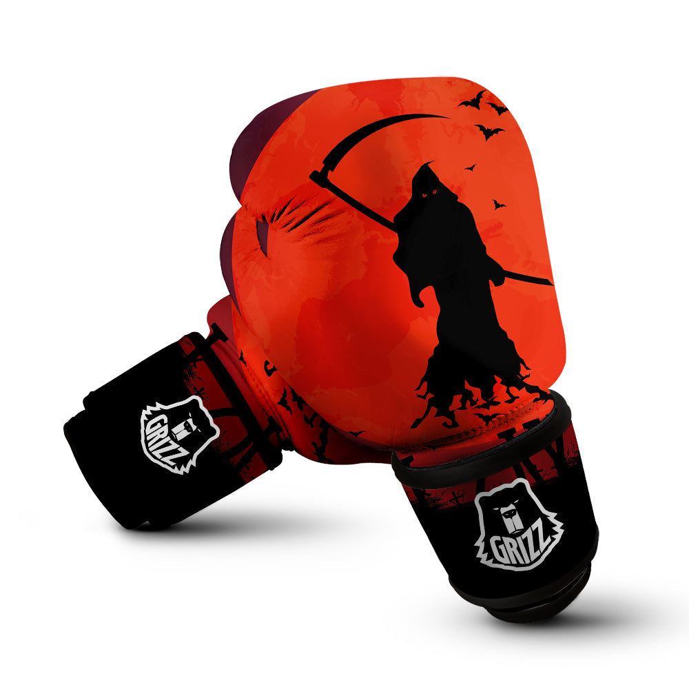 Halloween Grim Reaper Print Boxing Gloves-grizzshop