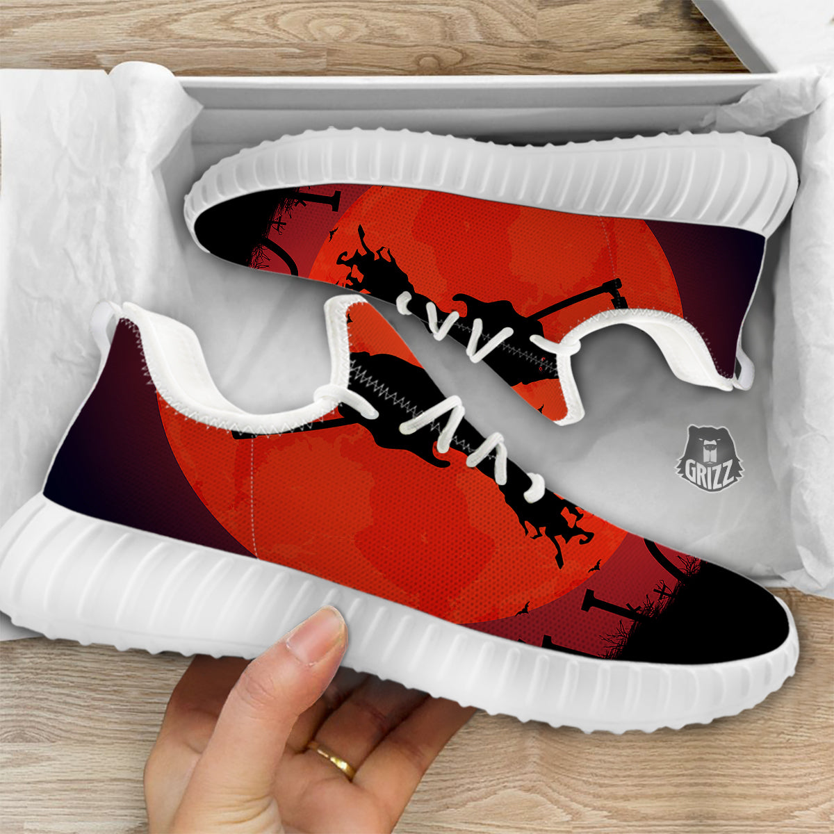 Halloween Grim Reaper Print White Walking Shoes-grizzshop