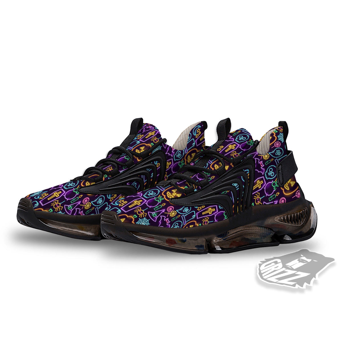 Halloween Neon Cute Print Pattern Black Gym Shoes-grizzshop