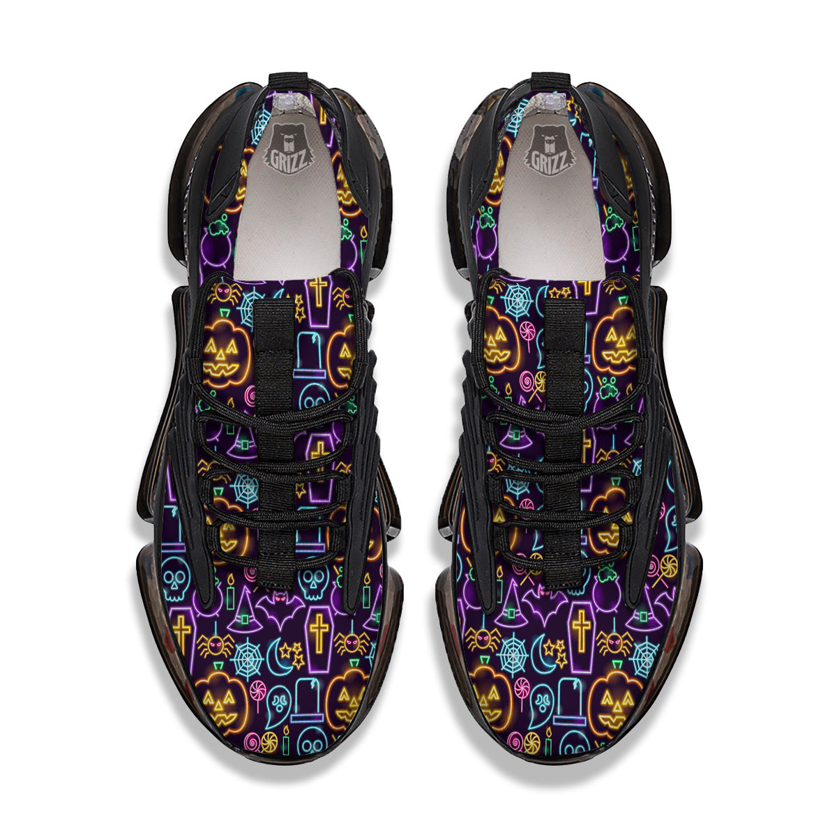 Halloween Neon Cute Print Pattern Black Gym Shoes-grizzshop