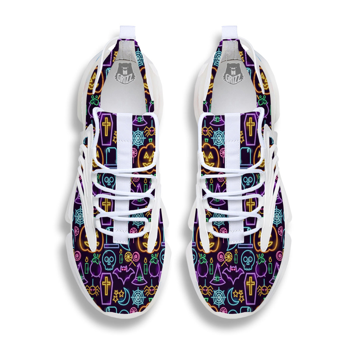 Halloween Neon Cute Print Pattern White Gym Shoes-grizzshop