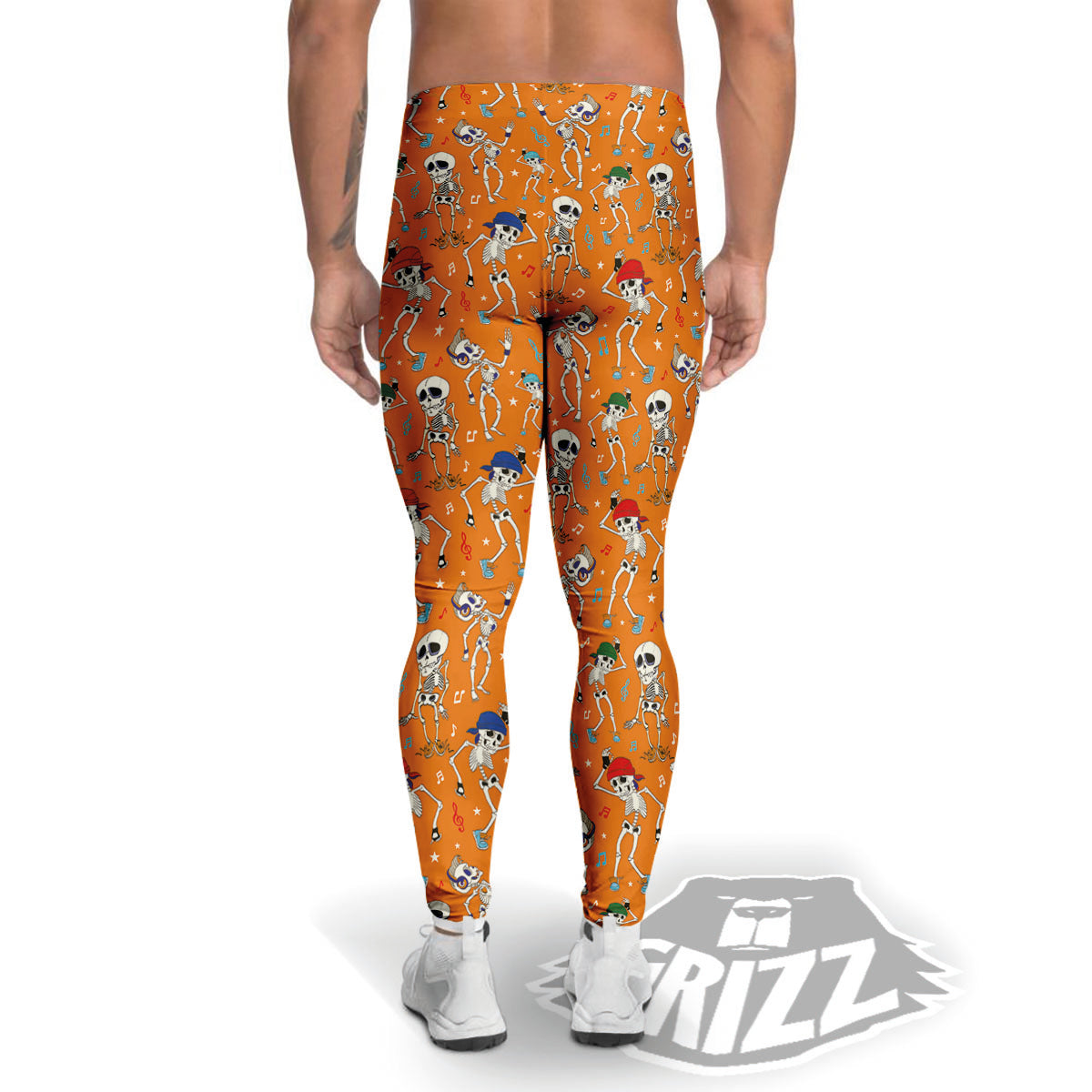 Halloween Party Orange Print Pattern Men's Leggings-grizzshop