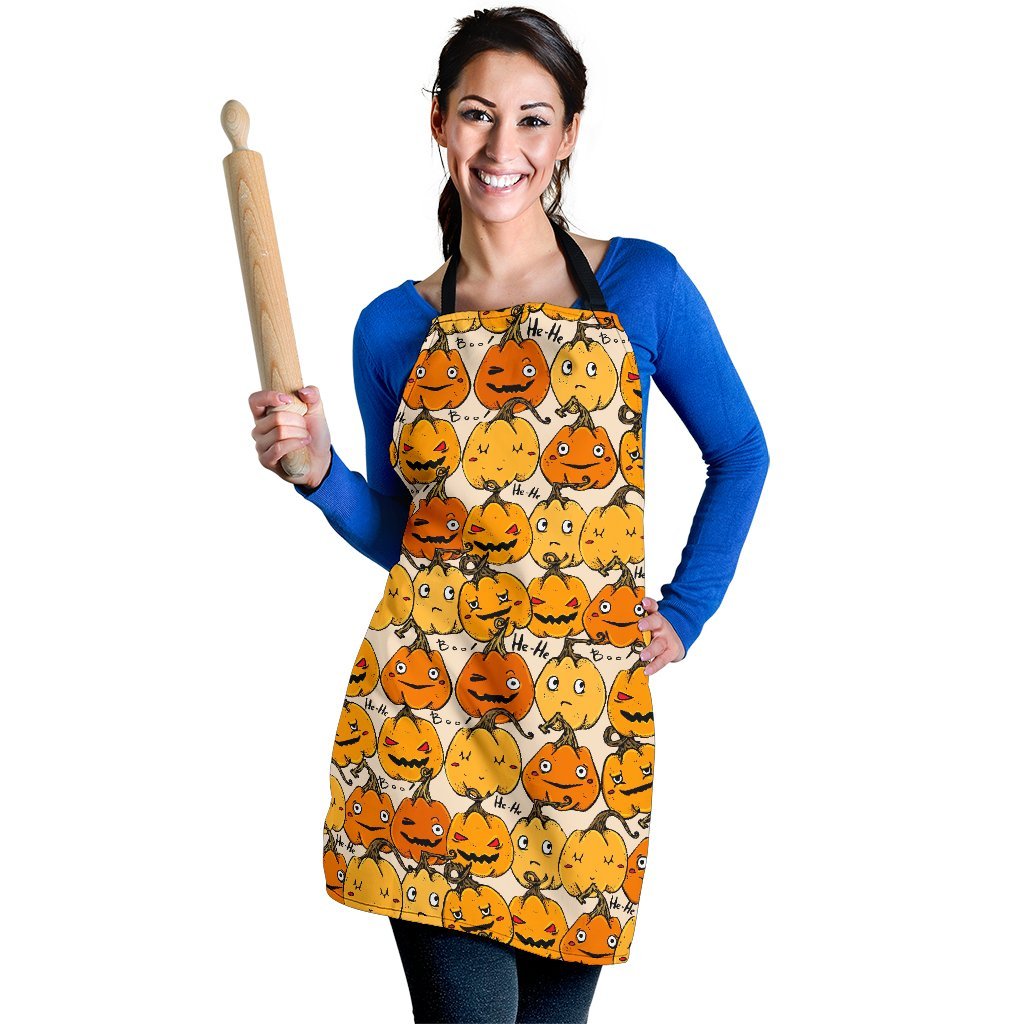 Halloween Pumpkin Pattern Print Women's Apron-grizzshop